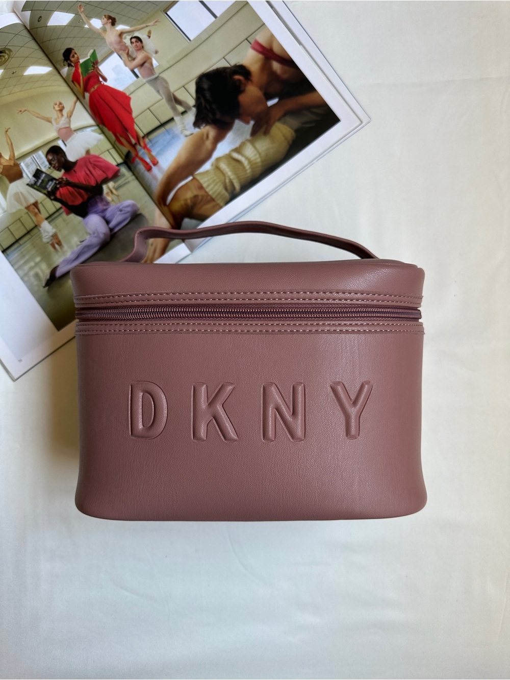 DKNY Rose Mauve Logo Cosmetic Case with Top Handle